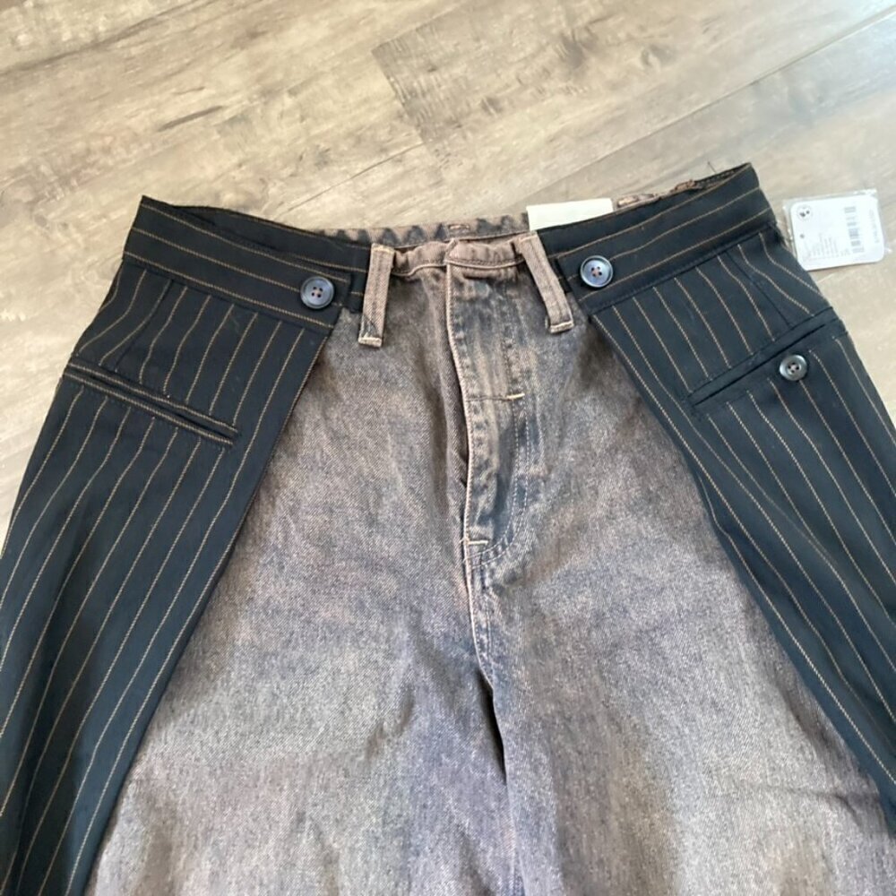 NWT We The Free Gwenyth Low Rise Wide Leg Jeans Black/Brown Sz 26 - Picture 5 of 9
